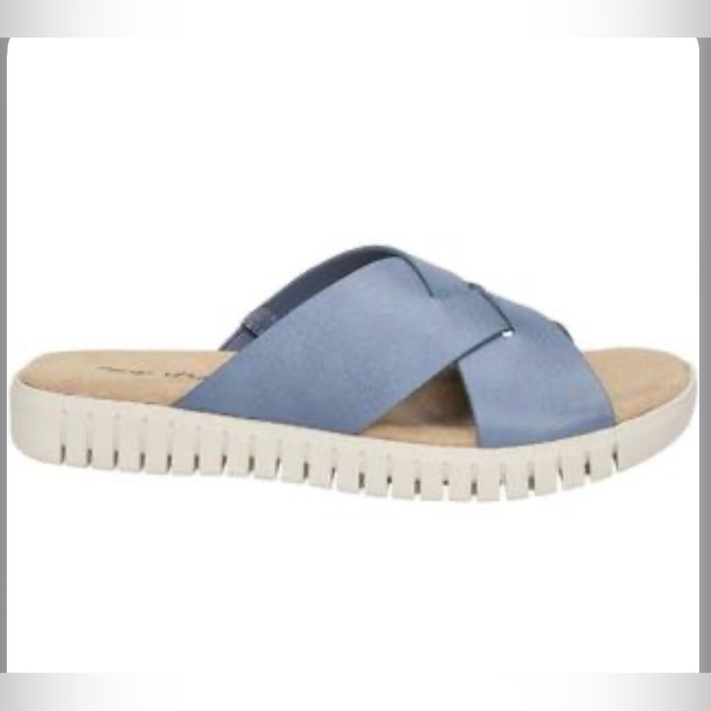 Easy Street Brylee Denim Slide Sandals Women 7.5W Comfort Slip-On New - Picture 2 of 9